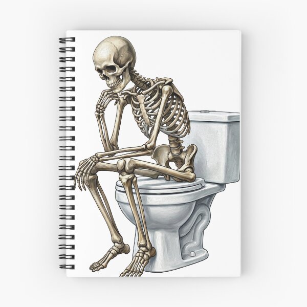 Item preview, The Thinking Skeleton on Toilet - Funny Rodin Parody designed and sold by LOVEARTDESIGN.