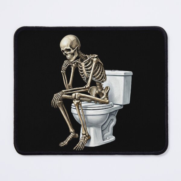 Item preview, The Thinking Skeleton on Toilet - Funny Rodin Parody designed and sold by LOVEARTDESIGN.