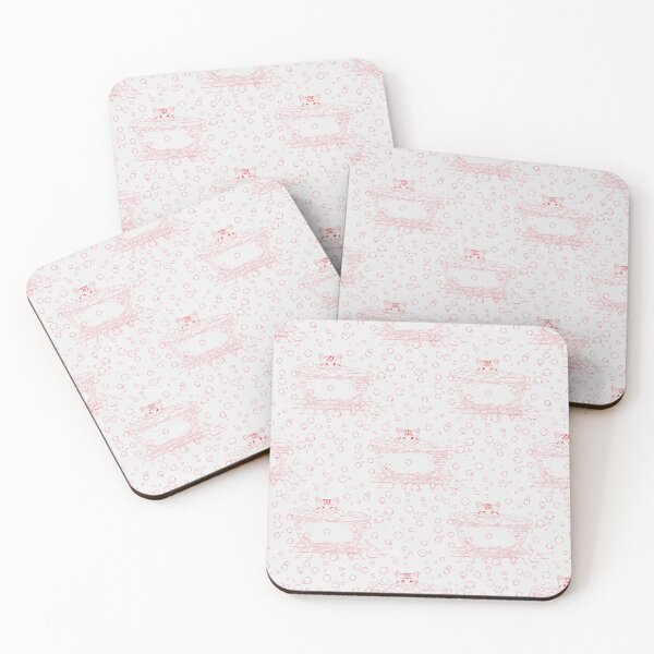 Item preview, Red Cat Bath Toile | Vintage Kitten Clawfoot Tub Pattern designed and sold by Pharmkitty.