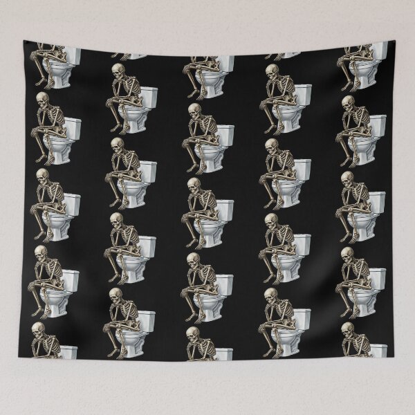 Item preview, The Thinking Skeleton on Toilet - Funny Rodin Parody designed and sold by LOVEARTDESIGN.