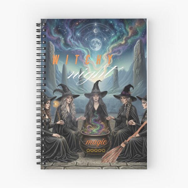 Item preview, Witchy Night Cosmic Coven of Witches with Magic Cauldron Illustration designed and sold by VibranPalette.