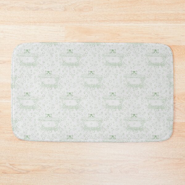 Item preview, Green Cat Bath Toile | Vintage Kitten Clawfoot Tub Pattern designed and sold by Pharmkitty.