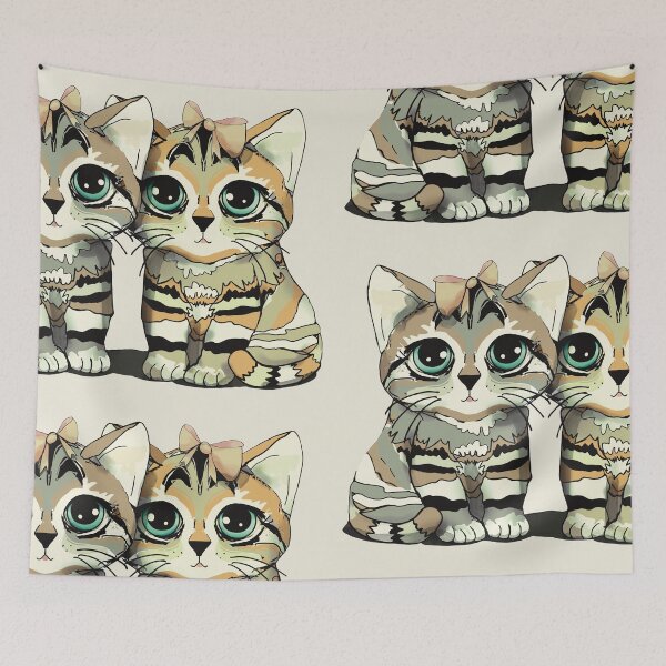 Item preview, Adorable Vintage Kittens Wearing Bows Cute Kawaii Cats designed and sold by Karin Taylor.