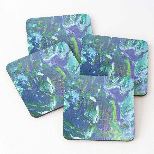 Item preview, Emerald Ocean Abstract Fluid Acrylic Painting designed and sold by CaraSquiresArt.