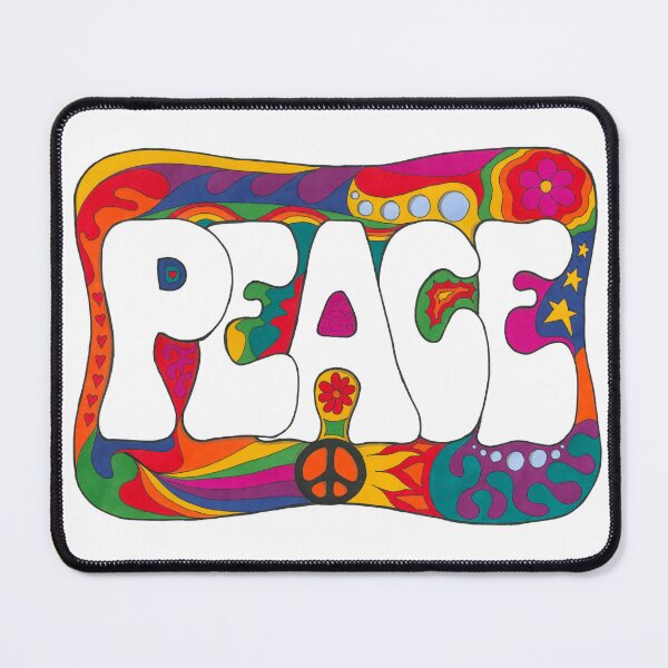 Item preview, Psychedelic Peace and Love Art White– Retro Hippie Rainbow Groovy Peace Design designed and sold by Kellie Espie Art.