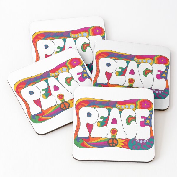 Item preview, Psychedelic Peace and Love Art White– Retro Hippie Rainbow Groovy Peace Design designed and sold by Kellie Espie Art.