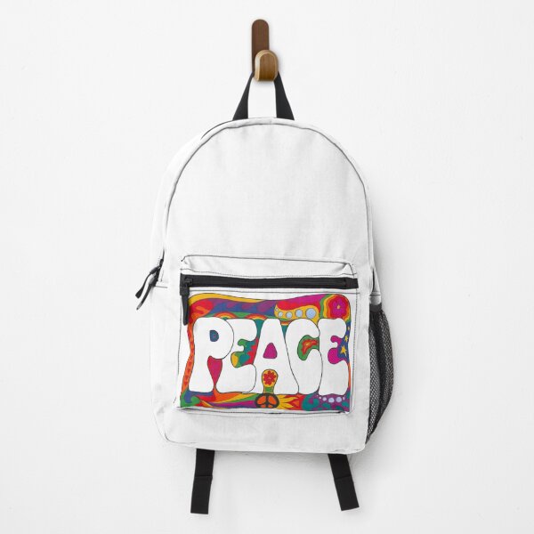 Item preview, Psychedelic Peace and Love Art White– Retro Hippie Rainbow Groovy Peace Design designed and sold by Kellie Espie Art.