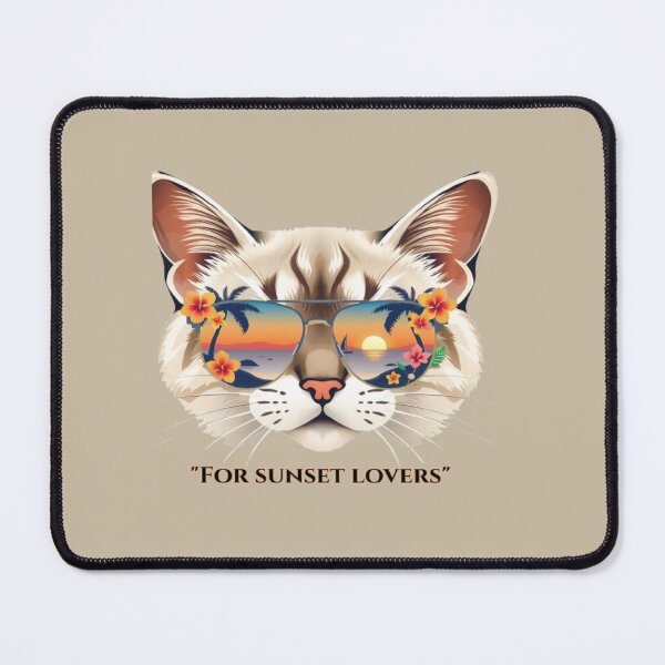 Item preview, Cool Cat wearing Sunglasses with Tropical Sunset Graphic designed and sold by Tama-sirth.