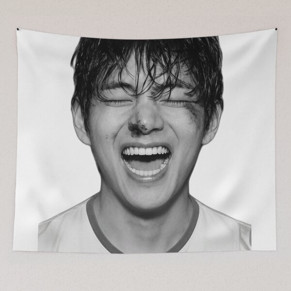 Item preview, V Kim Taehyung Raw Smile Artistic Black and White designed and sold by Mooncreates7.