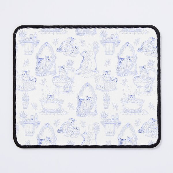 Item preview, Blue Vintage Cat Bathroom Toile Pattern designed and sold by Pharmkitty.