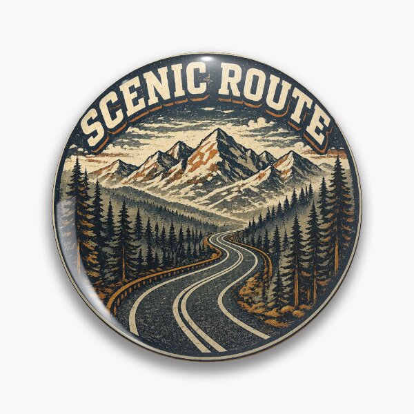 Item preview, Scenic Route Vintage Mountain Adventure Badge designed and sold by EastEndTownie.