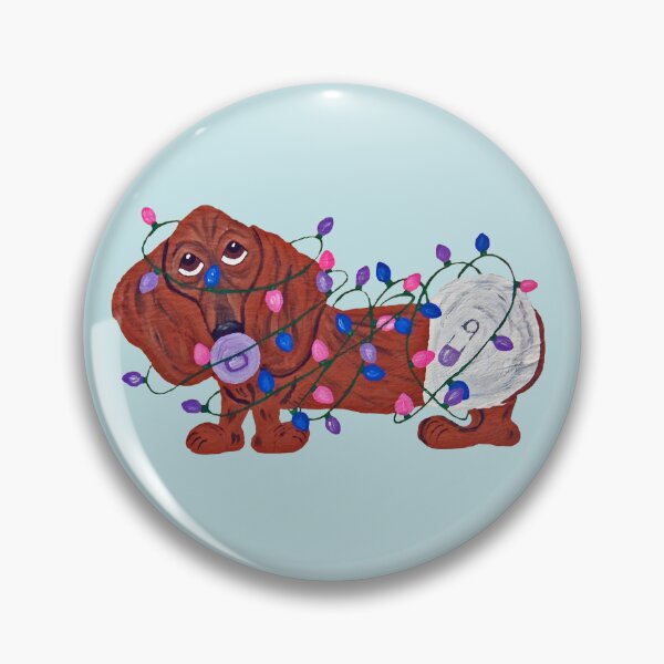 Item preview, Baby Dachshund tangled in Christmas Lights designed and sold by Squirreldumplings.