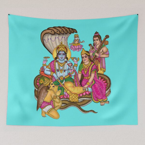Item preview, Lakshmi Narayan Artwork | Divine Hindu God Digital Painting Illustration designed and sold by Harshit_Digital_Arts.
