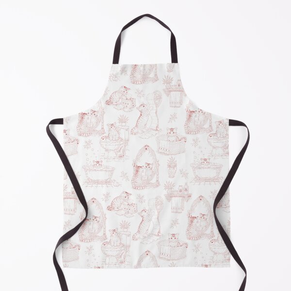 Item preview, Red Vintage Cat Bathroom Toile Pattern designed and sold by Pharmkitty.