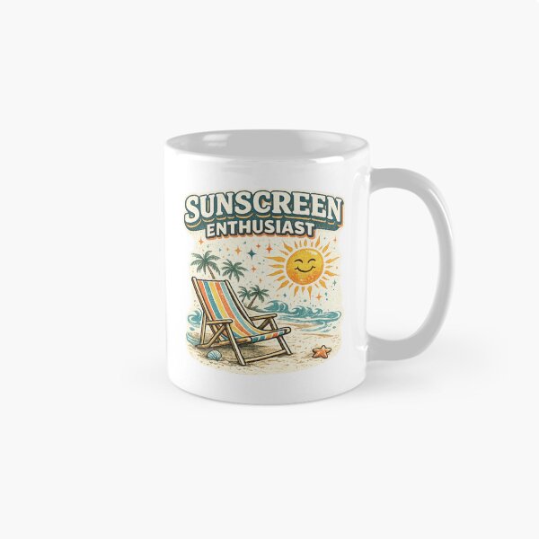 Item preview, Sunscreen Enthusiast Retro Beach Summer Design designed and sold by EastEndTownie.