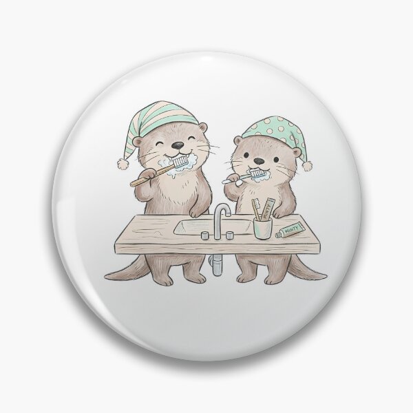 Item preview, Cute Otters Brushing Teeth - Cozy Morning Routine designed and sold by TaiwanMemory.