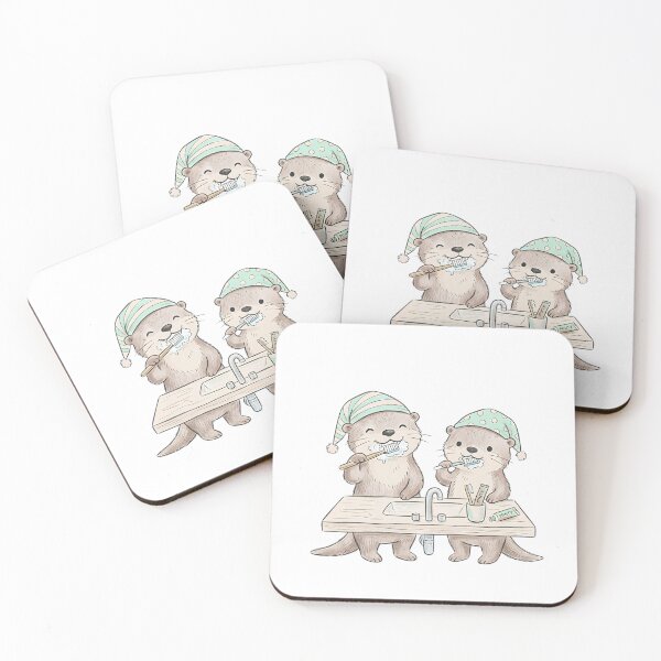 Item preview, Cute Otters Brushing Teeth - Cozy Morning Routine designed and sold by TaiwanMemory.