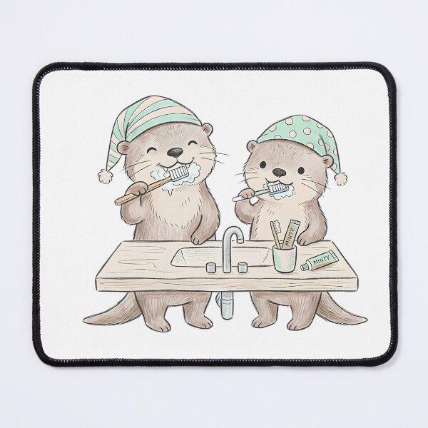 Item preview, Cute Otters Brushing Teeth - Cozy Morning Routine designed and sold by TaiwanMemory.