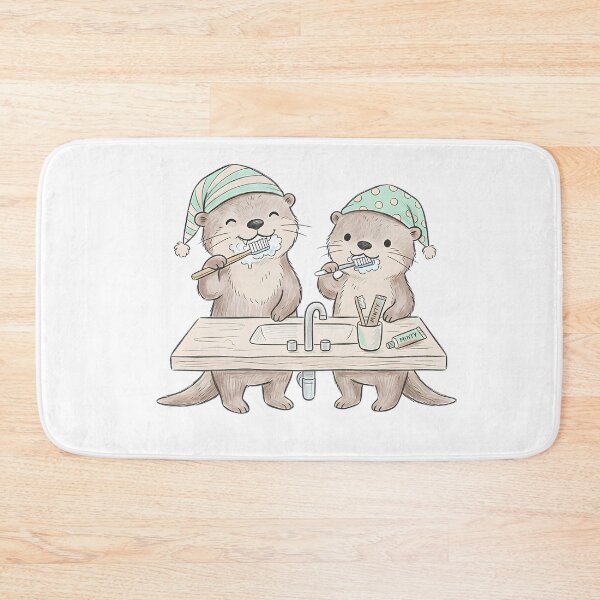 Item preview, Cute Otters Brushing Teeth - Cozy Morning Routine designed and sold by TaiwanMemory.