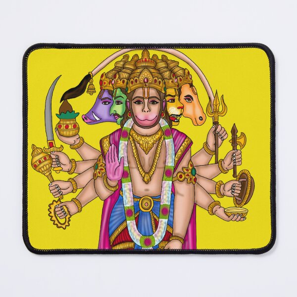 Item preview, Panchmukhi Hanuman Artwork | Divine Hindu God Digital Illustration designed and sold by Harshit_Digital_Arts.