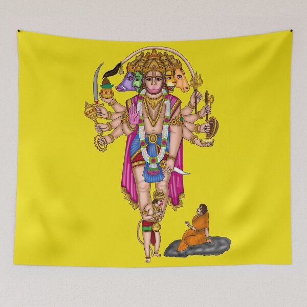 Item preview, Panchmukhi Hanuman Artwork | Divine Hindu God Digital Illustration designed and sold by Harshit_Digital_Arts.
