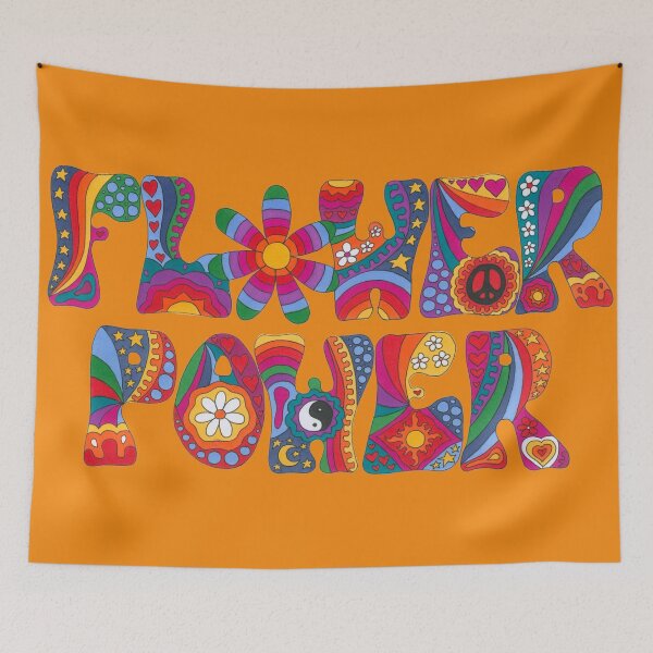 Item preview, Psychedelic Flower Power Art Orange– Retro Hippie Rainbow Groovy Peace Design designed and sold by Kellie Espie Art.