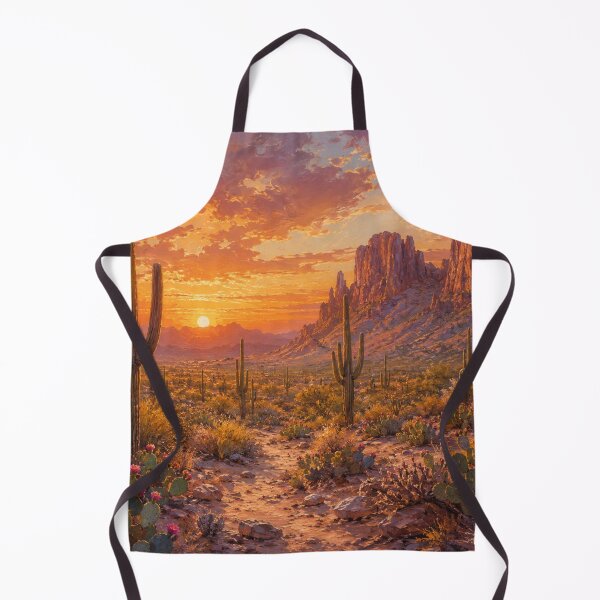 Item preview, Sunset in the Canyon Oil Painting Cacti and Saguaros designed and sold by JonelleTshirts.