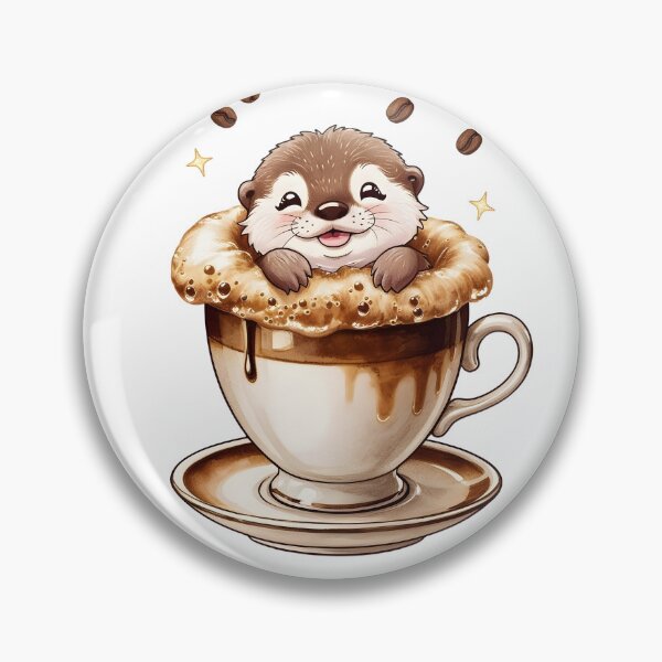 Item preview, Cute Otter in Coffee Cup Watercolor Illustration designed and sold by KooksStudio.