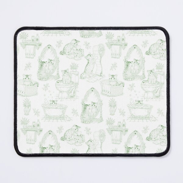 Item preview, Green Vintage Cat Bathroom Toile Pattern designed and sold by Pharmkitty.