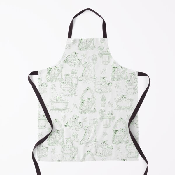 Item preview, Green Vintage Cat Bathroom Toile Pattern designed and sold by Pharmkitty.