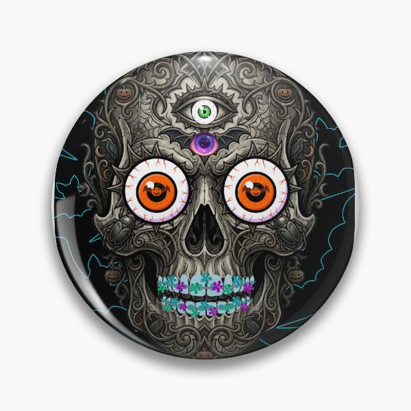 Item preview, Gothic Ornate Skull with Braces and Multiple Eyeballs Halloween Illustration designed and sold by VibranPalette.