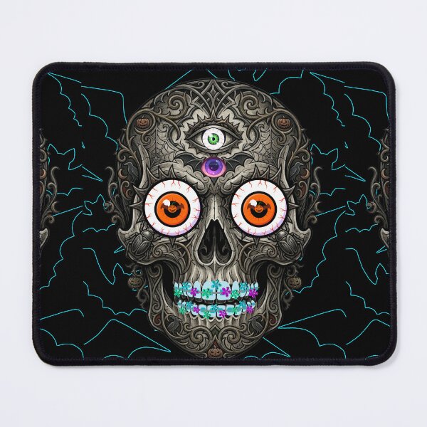Item preview, Gothic Ornate Skull with Braces and Multiple Eyeballs Halloween Illustration designed and sold by VibranPalette.