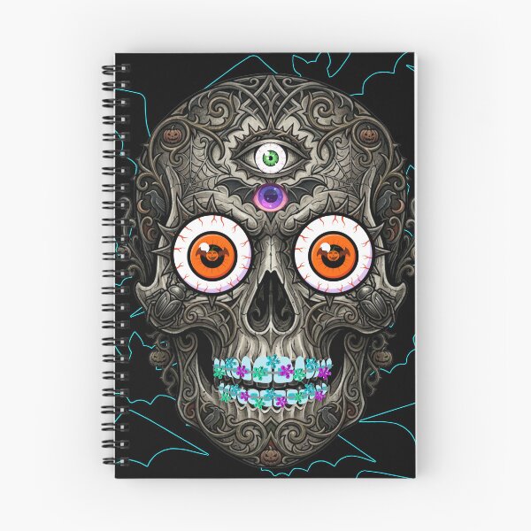 Item preview, Gothic Ornate Skull with Braces and Multiple Eyeballs Halloween Illustration designed and sold by VibranPalette.