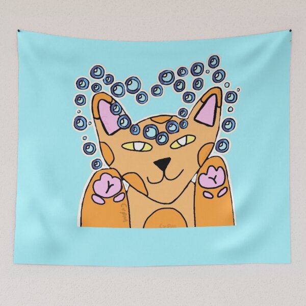 Item preview, Kawaii Bubble Cat┃Cute Orange Kitty Art designed and sold by Cherry Prism Designs.