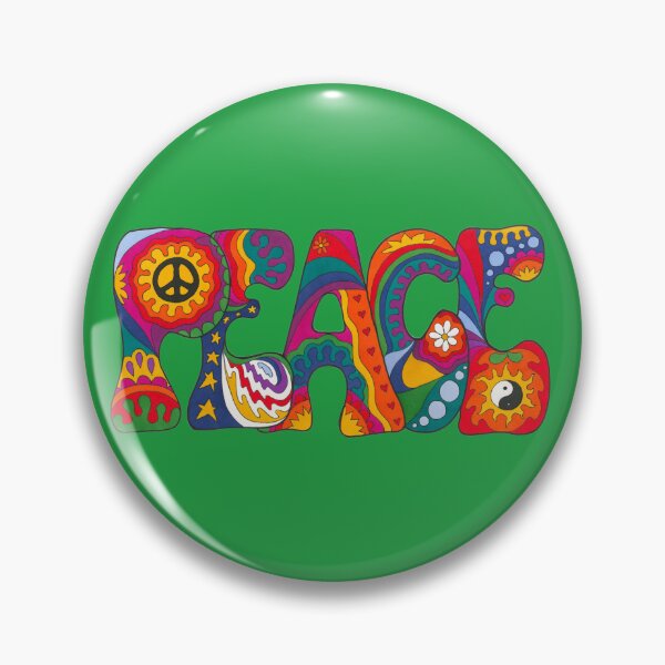 Item preview, Psychedelic Peace Word Art Light Green – Retro Hippie Rainbow Groovy Peace Design designed and sold by Kellie Espie Art.