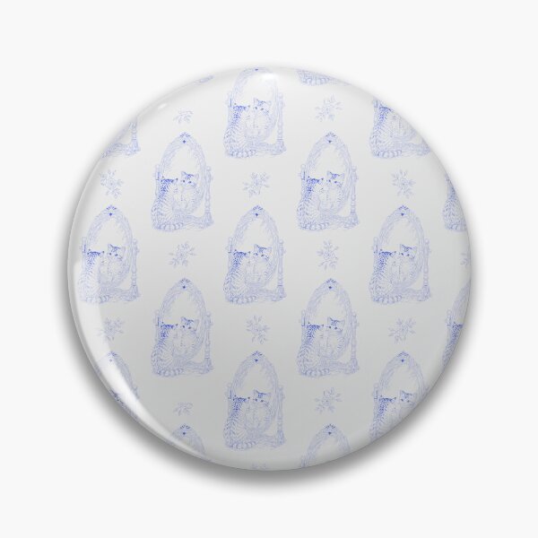 Item preview, Blue Cat Mirror Toile | Vintage Kitten Reflection Pattern designed and sold by Pharmkitty.