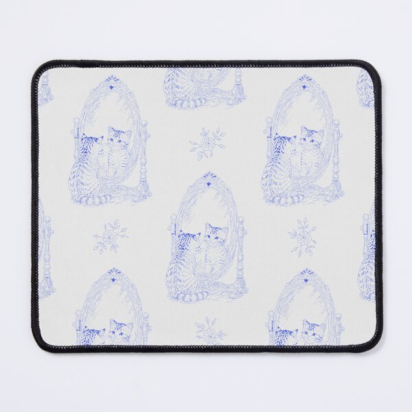 Item preview, Blue Cat Mirror Toile | Vintage Kitten Reflection Pattern designed and sold by Pharmkitty.