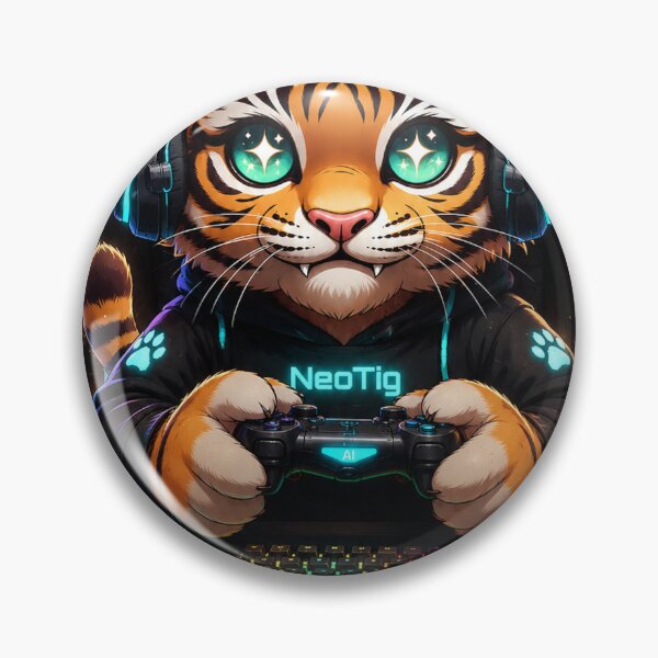 Item preview, Gaming Tiger NeoTig Kawaii  Gamer Gift Cute Anime Esports  AI Tiger Cub No Limits Art designed and sold by NeoTigLuna.