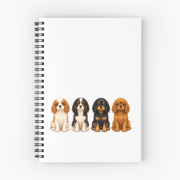 Item preview, Cavalier King Charles Spaniel Puppies Four Colors Watercolor Dog Art designed and sold by SakuraWaStyle.