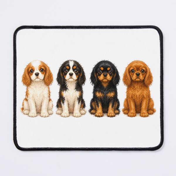 Item preview, Cavalier King Charles Spaniel Puppies Four Colors Watercolor Dog Art designed and sold by SakuraWaStyle.