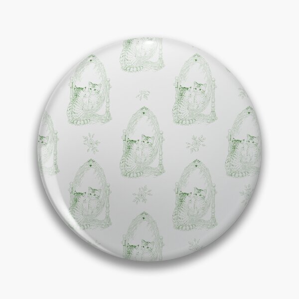 Item preview, Green Cat Mirror Toile | Vintage Kitten Reflection Pattern designed and sold by Pharmkitty.