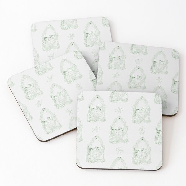 Item preview, Green Cat Mirror Toile | Vintage Kitten Reflection Pattern designed and sold by Pharmkitty.