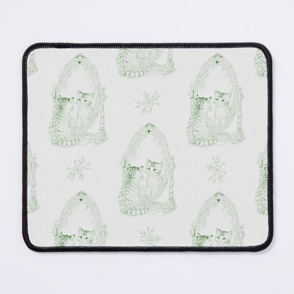 Item preview, Green Cat Mirror Toile | Vintage Kitten Reflection Pattern designed and sold by Pharmkitty.