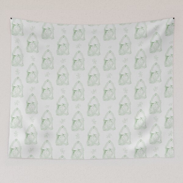 Item preview, Green Cat Mirror Toile | Vintage Kitten Reflection Pattern designed and sold by Pharmkitty.