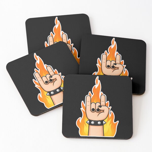 Item preview, Heavy Metal Hand Sign Fire Horns Tee designed and sold by DredMuunStudios.