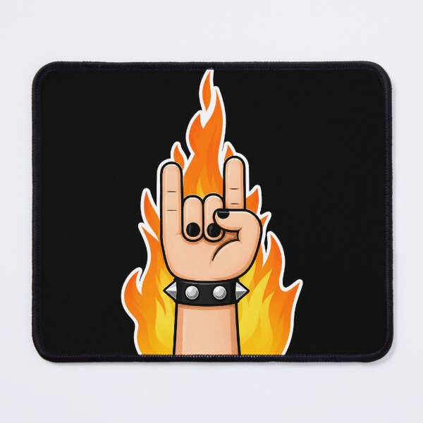 Item preview, Heavy Metal Hand Sign Fire Horns Tee designed and sold by DredMuunStudios.