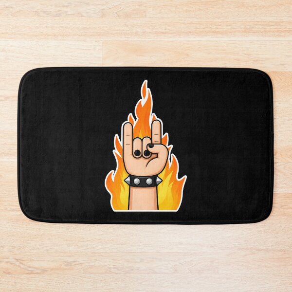 Item preview, Heavy Metal Hand Sign Fire Horns Tee designed and sold by DredMuunStudios.