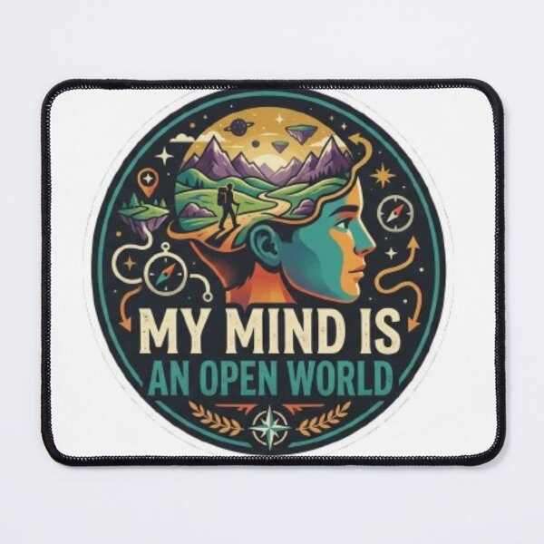 Item preview, My Mind Is An Open World - Retro Adventure Badge designed and sold by Harrak Housni.
