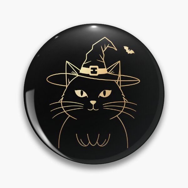 Item preview, Witch Cat Gold Line Art Halloween Illustration designed and sold by KooksStudio.