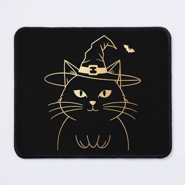 Item preview, Witch Cat Gold Line Art Halloween Illustration designed and sold by KooksStudio.